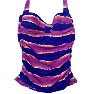 TOMMY BAHAMA Tankini Sz XS Navy Purple Multi Print Swim Top